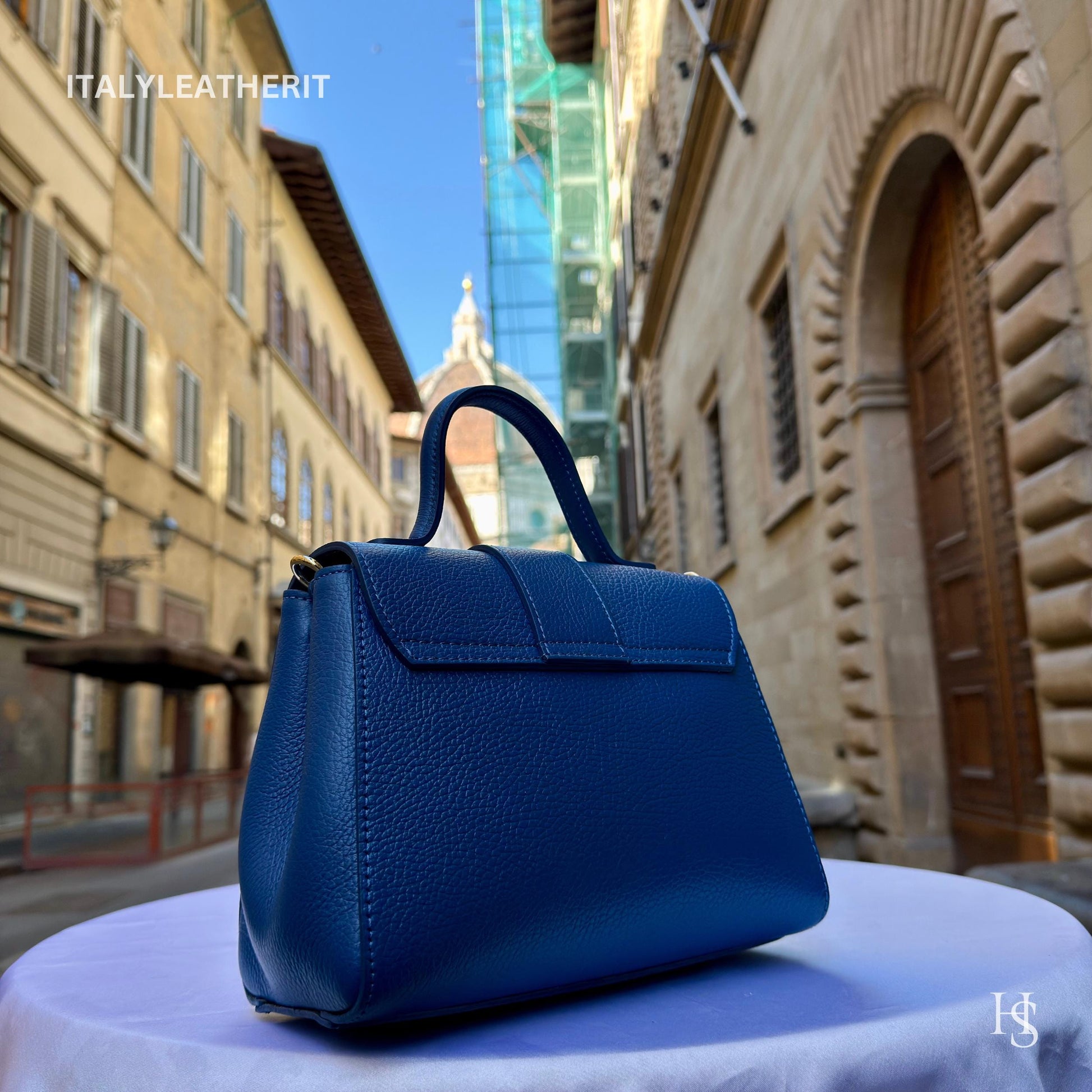 Italian Handmade Leather Bags For Women l l Elegant Leather Tote From Florence, blue leather bag