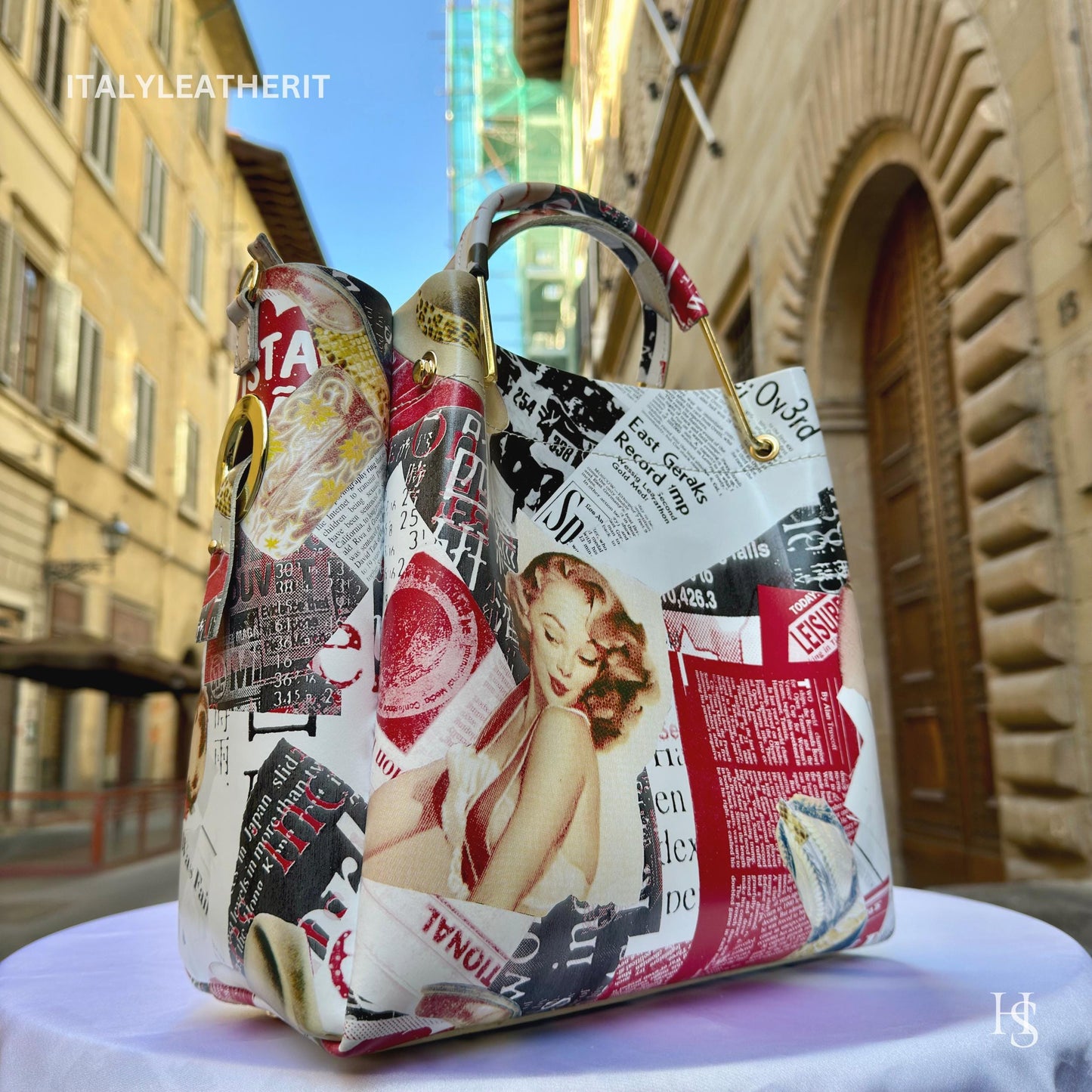 Italian Handmade Leather Bags For Women l l Elegant Leather Tote From Florence, Italy, Pop Art Bag