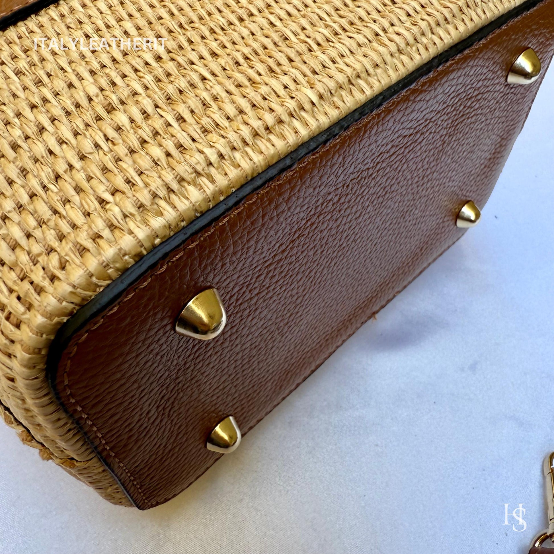 Italian Handmade Leather Bags for Women | Elegant Tote & Purse from Florence, Straw and Leather bag