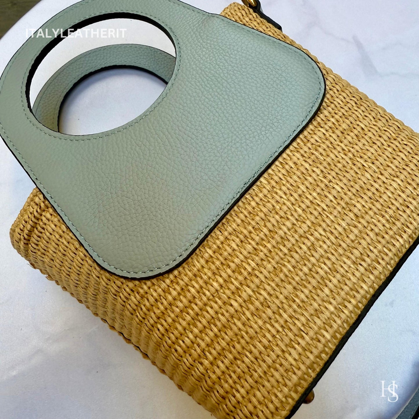 Italian Handmade Leather Bags for Women | Elegant Tote & Purse from Florence, Small Straw and Leather bag