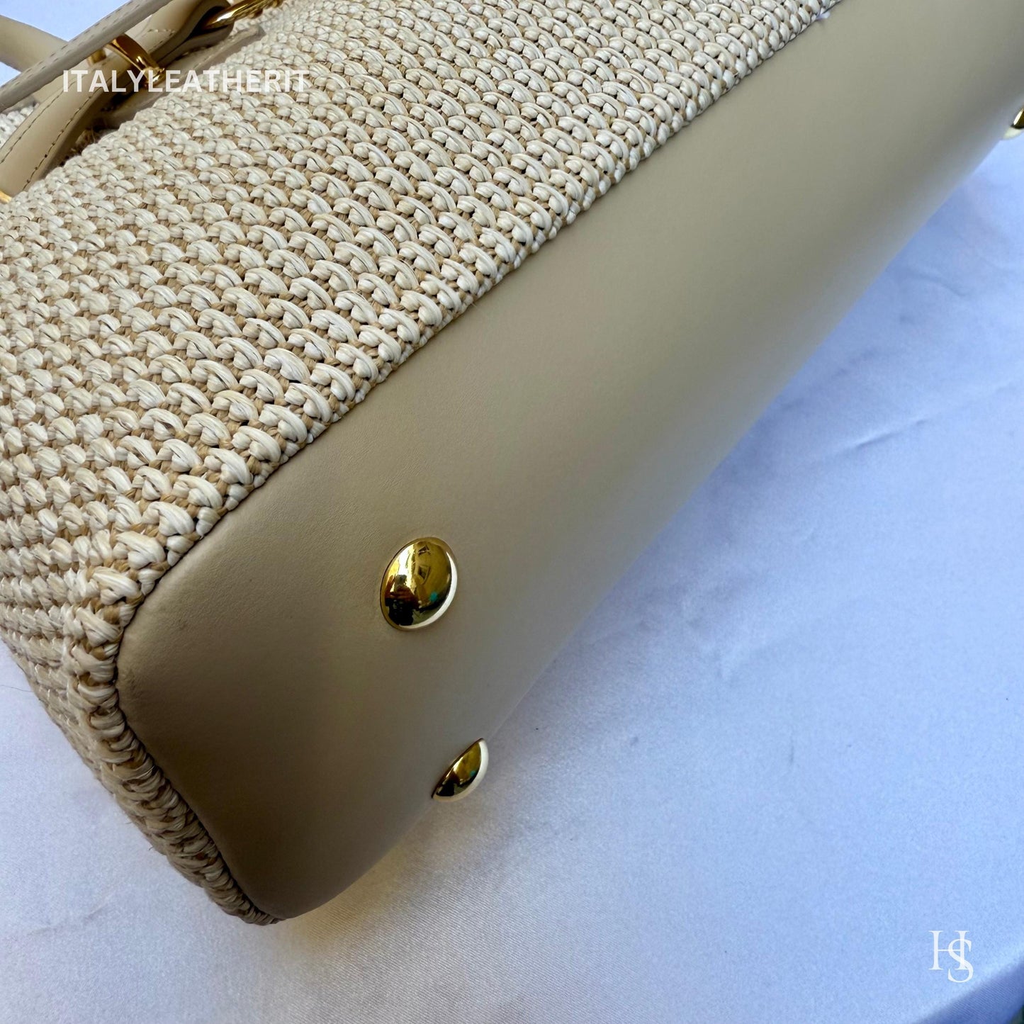 Italian Handmade Leather Bags for Women | Elegant Tote & Purse from Florence, Straw and Leather bag