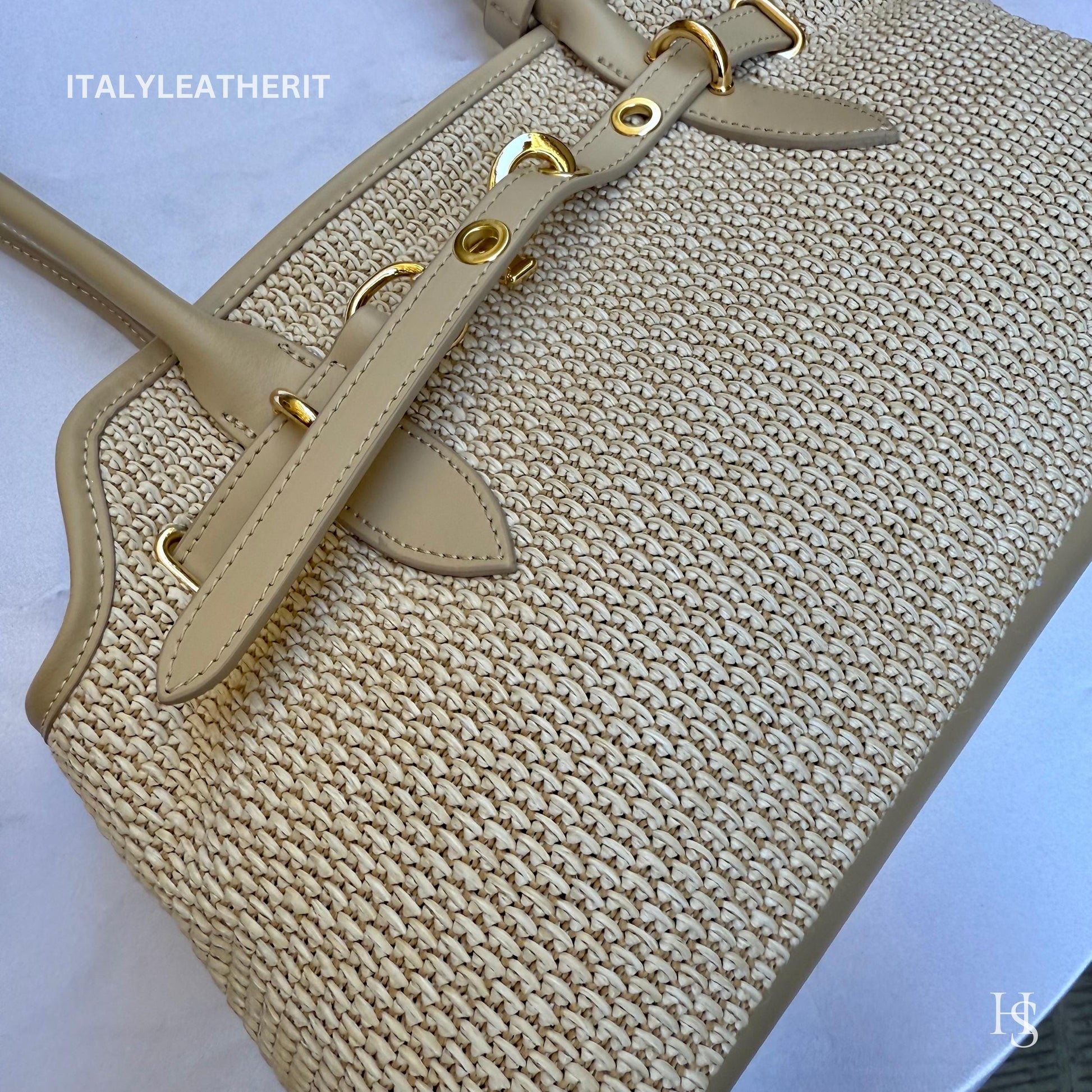 Italian Handmade Leather Bags for Women | Elegant Tote & Purse from Florence, Straw and Leather bag