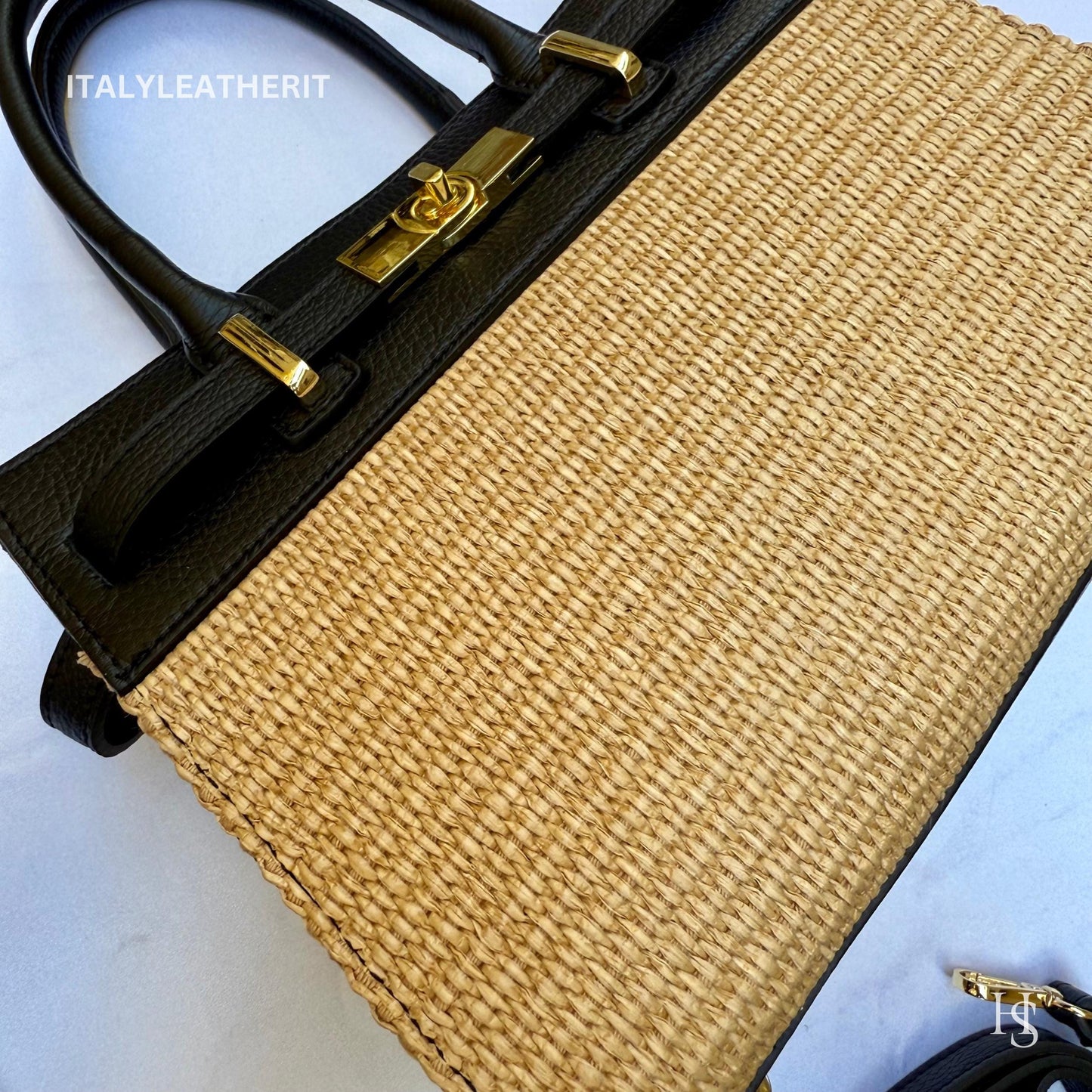 Italian Handmade Leather Bags for Women | Elegant Tote & Purse from Florence, Straw and Leather bag