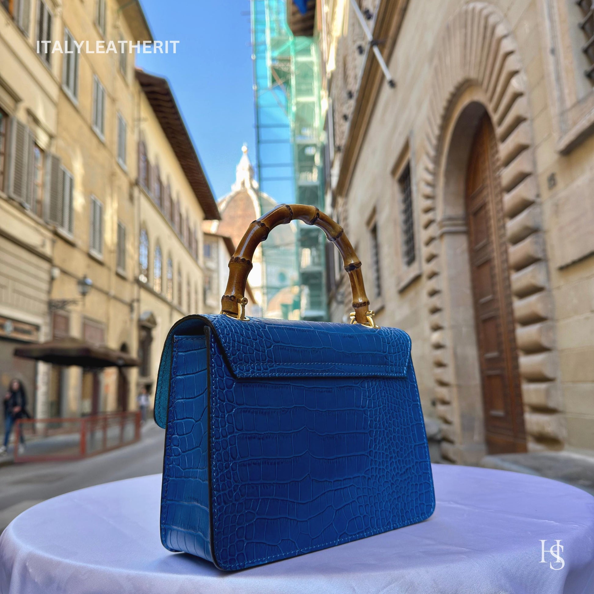 Italian Handmade Leather Bags For Women l l Elegant Leather Tote From Florence, blue purse