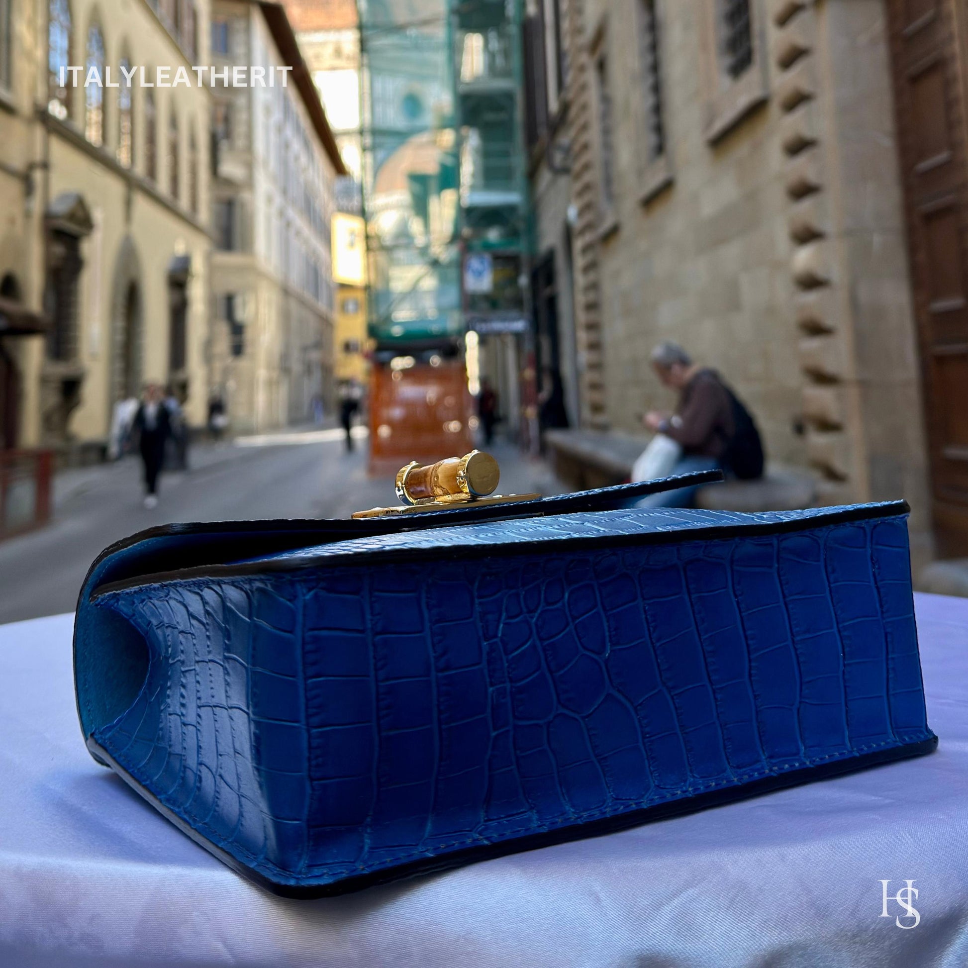 Italian Handmade Leather Bags For Women l l Elegant Leather Tote From Florence, blue purse