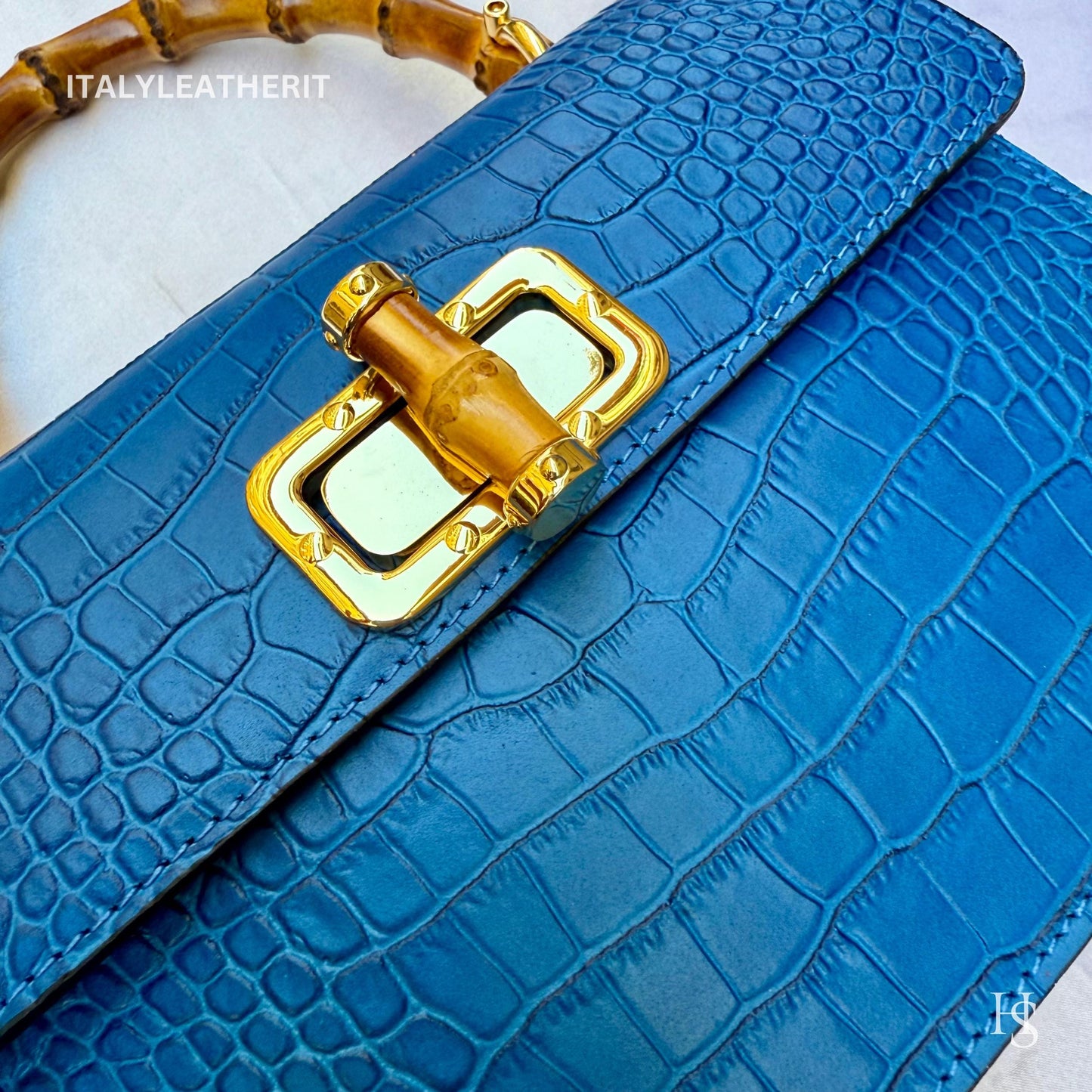 Italian Handmade Leather Bags For Women l l Elegant Leather Tote From Florence, blue purse