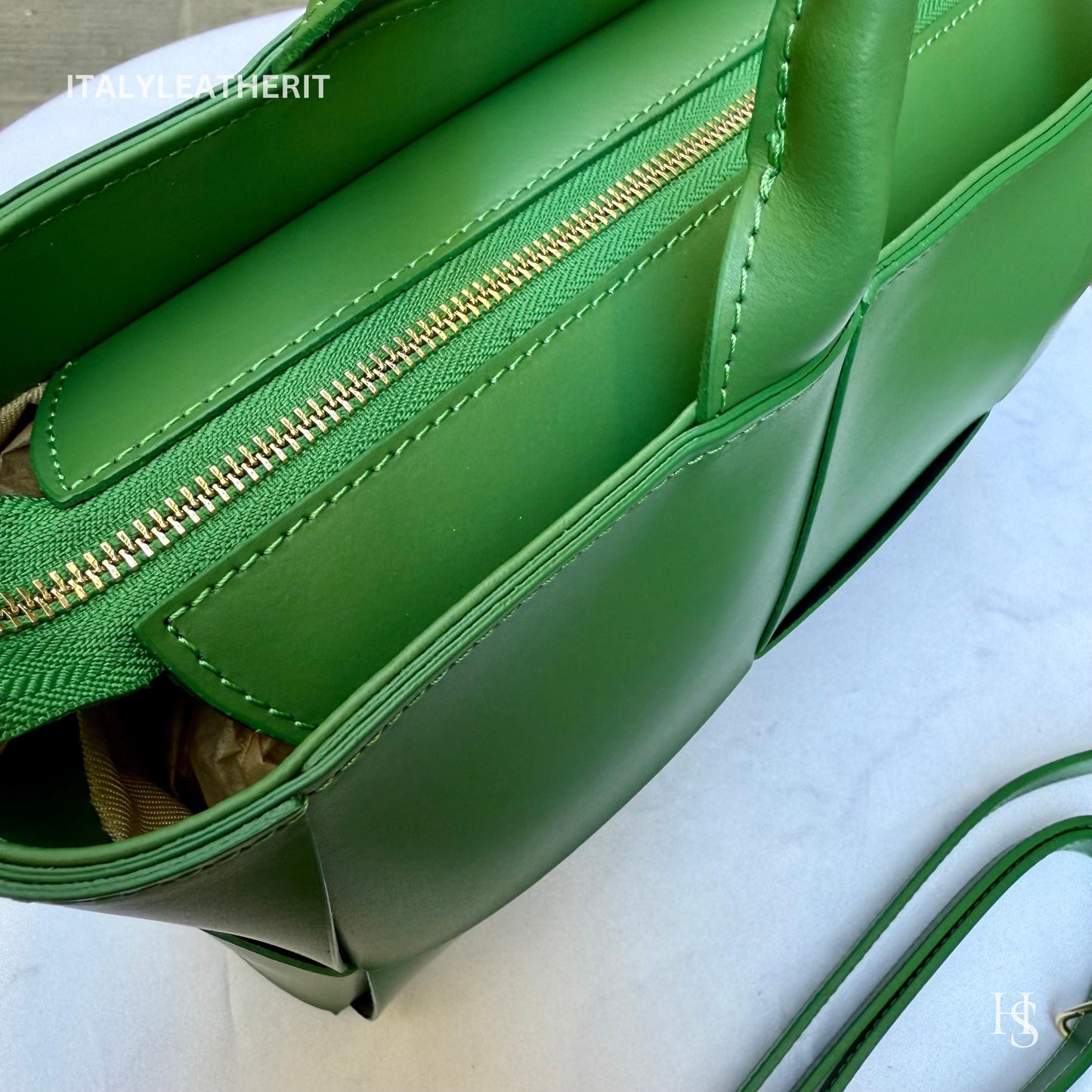 Italian Handmade Leather Bags for Women | Elegant Tote & Purse from Florence, Ladies bag, Green leather tote, large bag