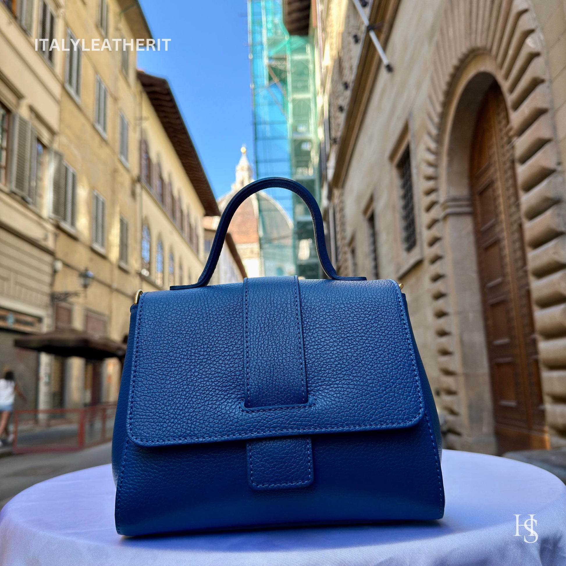 Italian Handmade Leather Bags For Women l l Elegant Leather Tote From Florence, blue leather bag