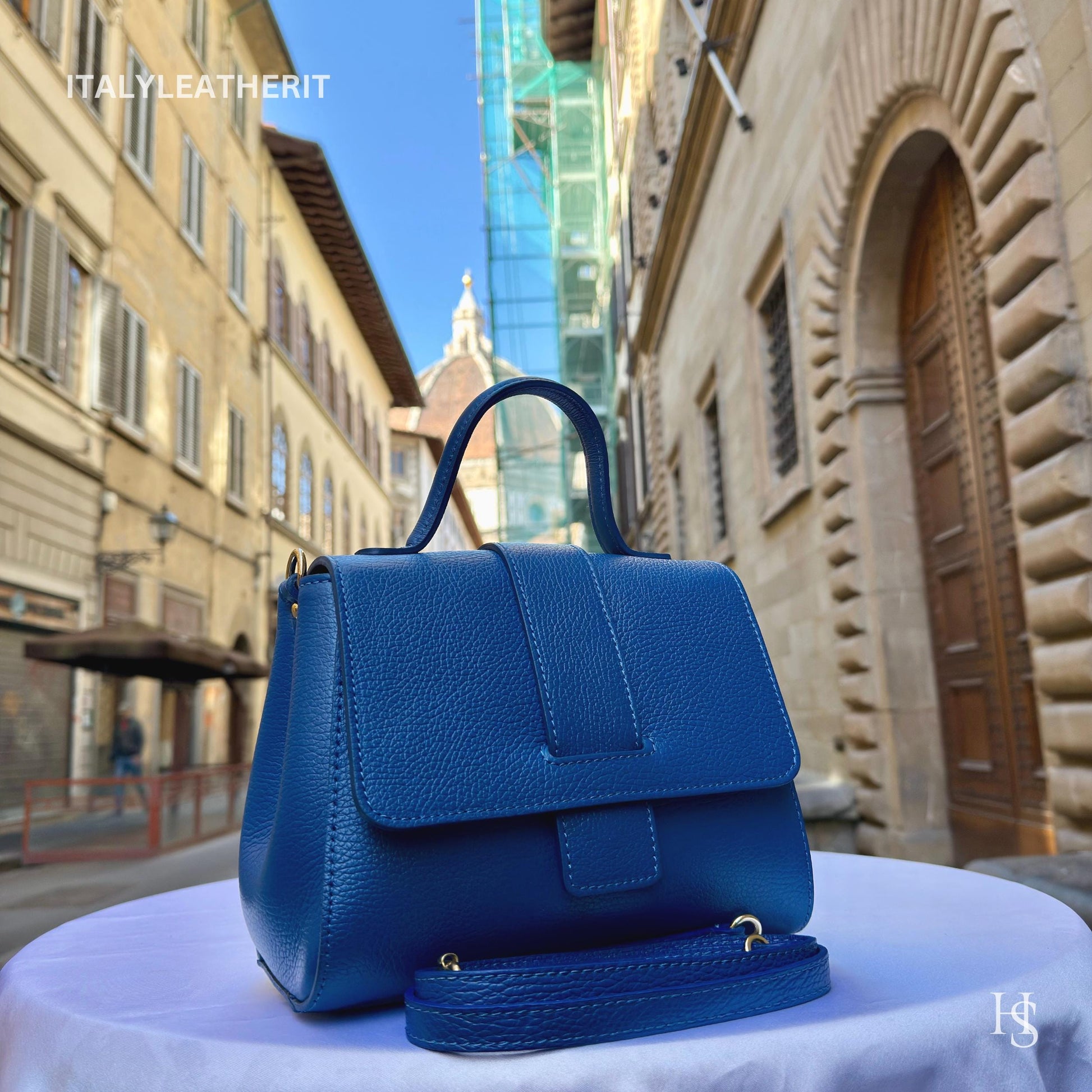 Italian Handmade Leather Bags For Women l l Elegant Leather Tote From Florence, blue leather bag