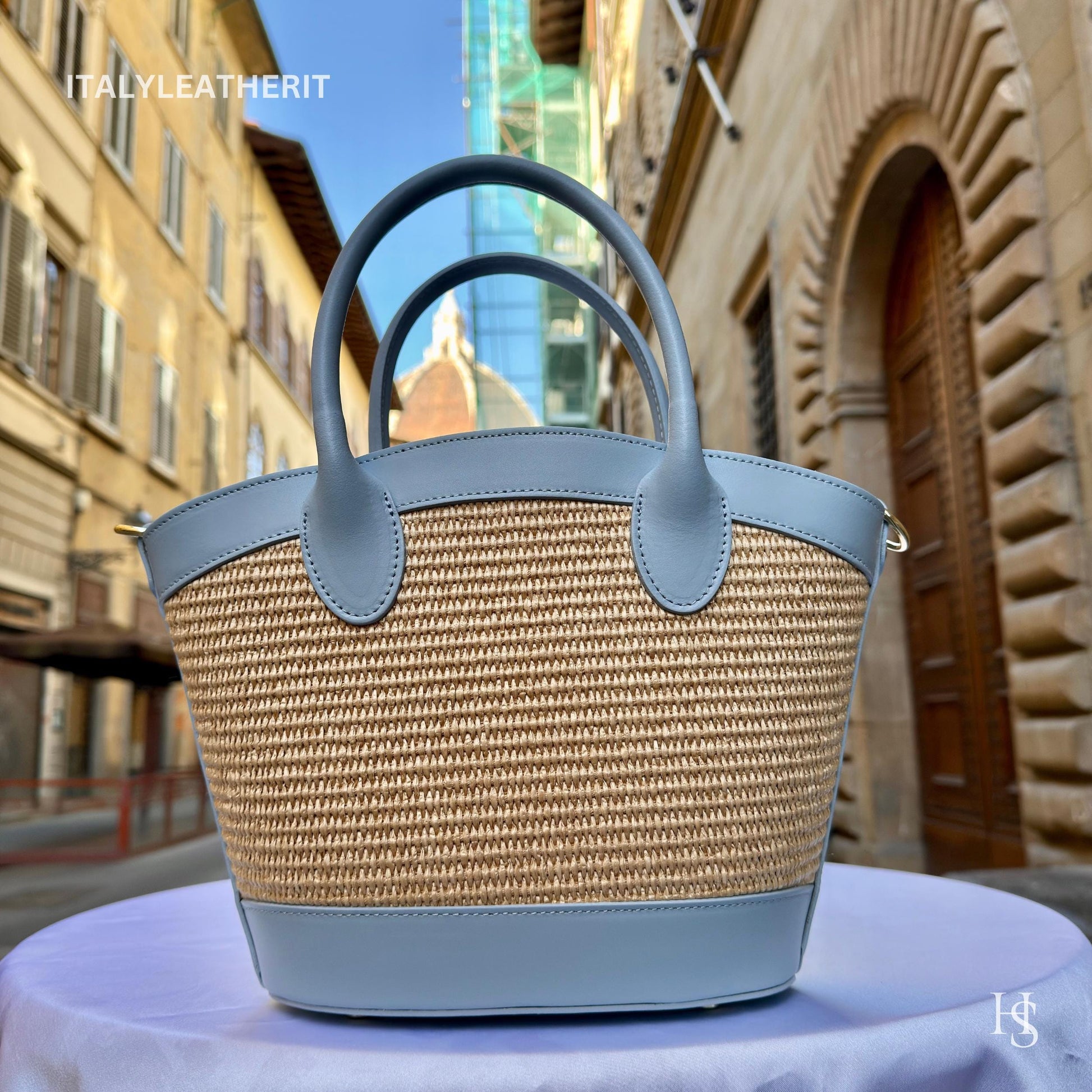 Italian Handmade Leather Bags for Women | Elegant Tote & Purse from Florence, Straw and Leather bag