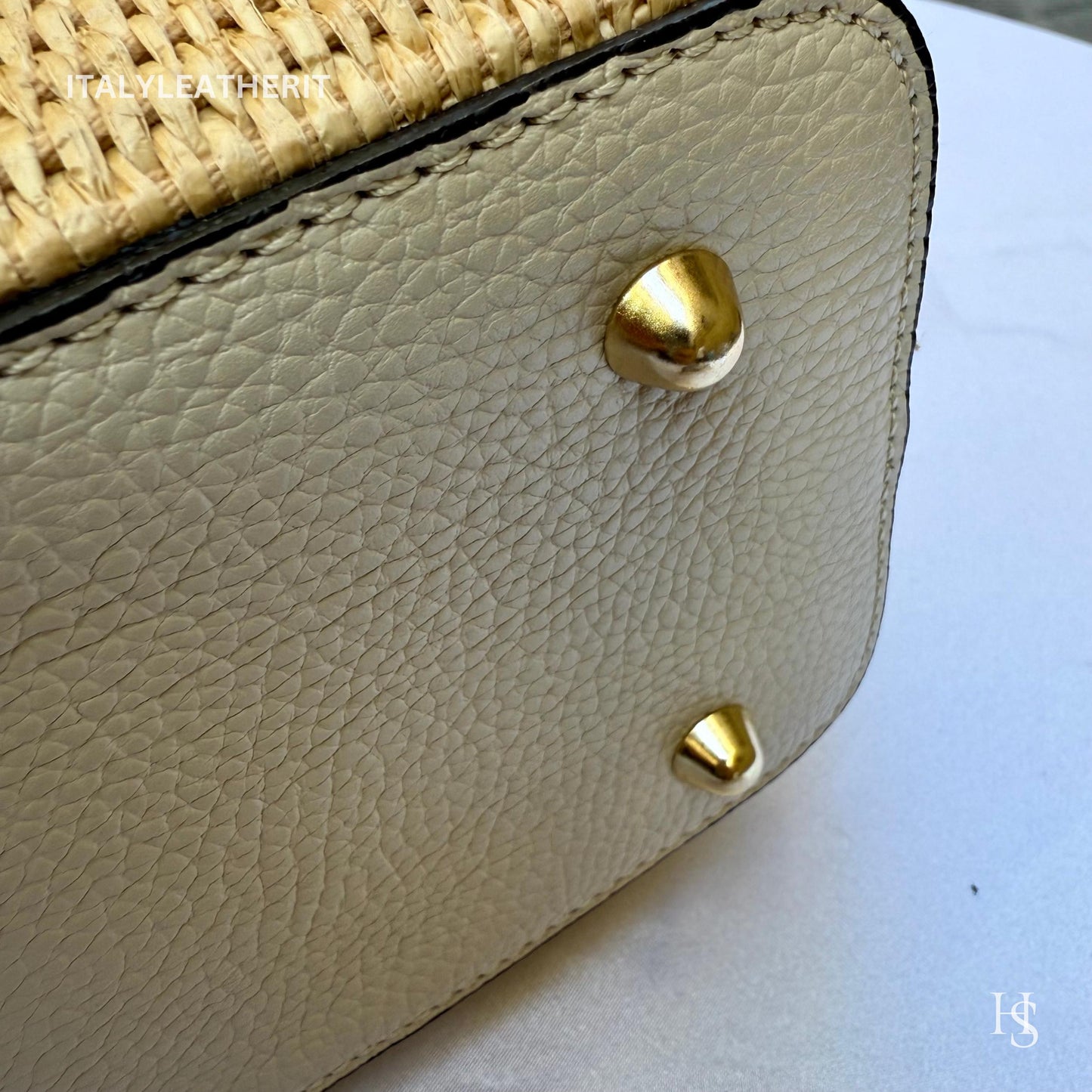 Italian Handmade Leather Bags for Women | Elegant Tote & Purse from Florence, Small Straw and Leather bag
