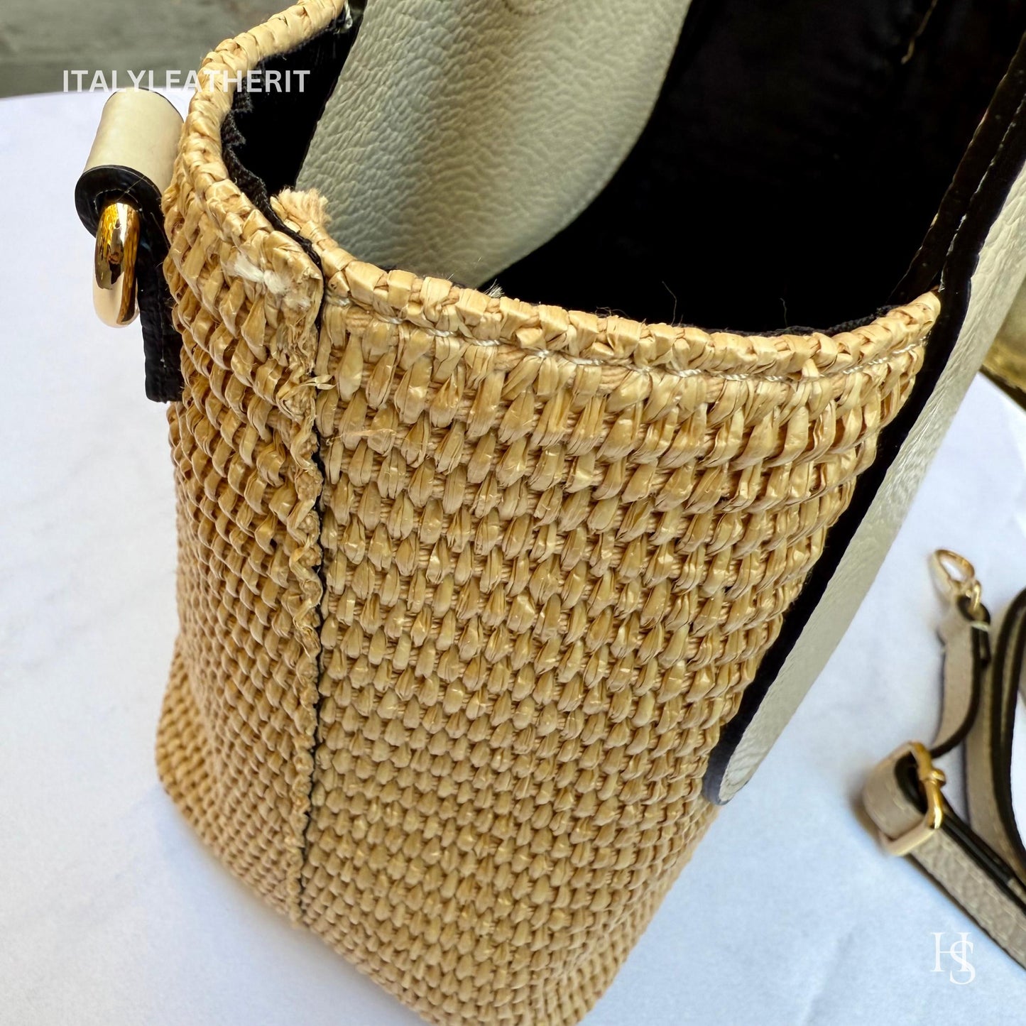Italian Handmade Leather Bags for Women | Elegant Tote & Purse from Florence, Small Straw and Leather bag