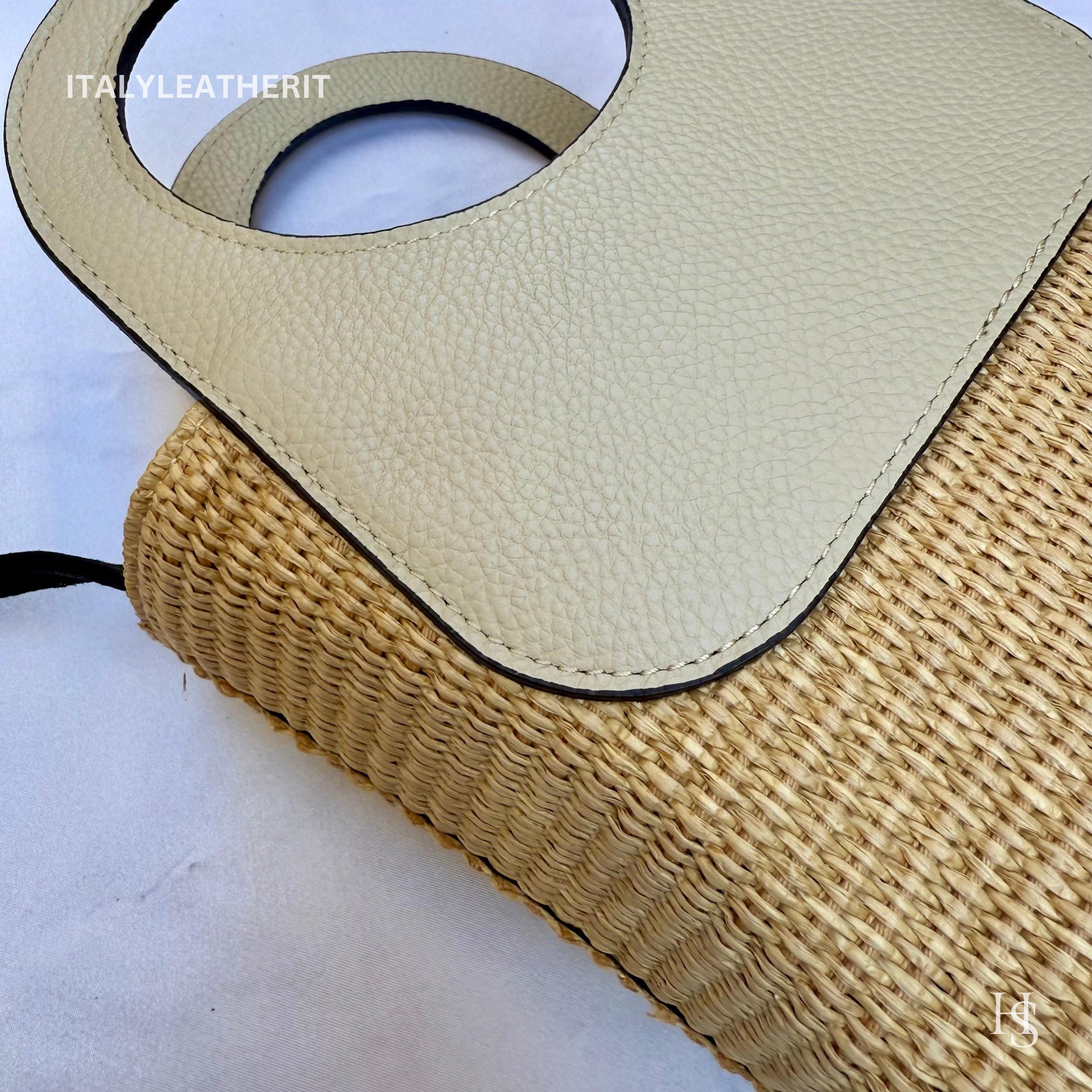 Italian Handmade Leather Bags for Women | Elegant Tote & Purse from Florence, Small Straw and Leather bag