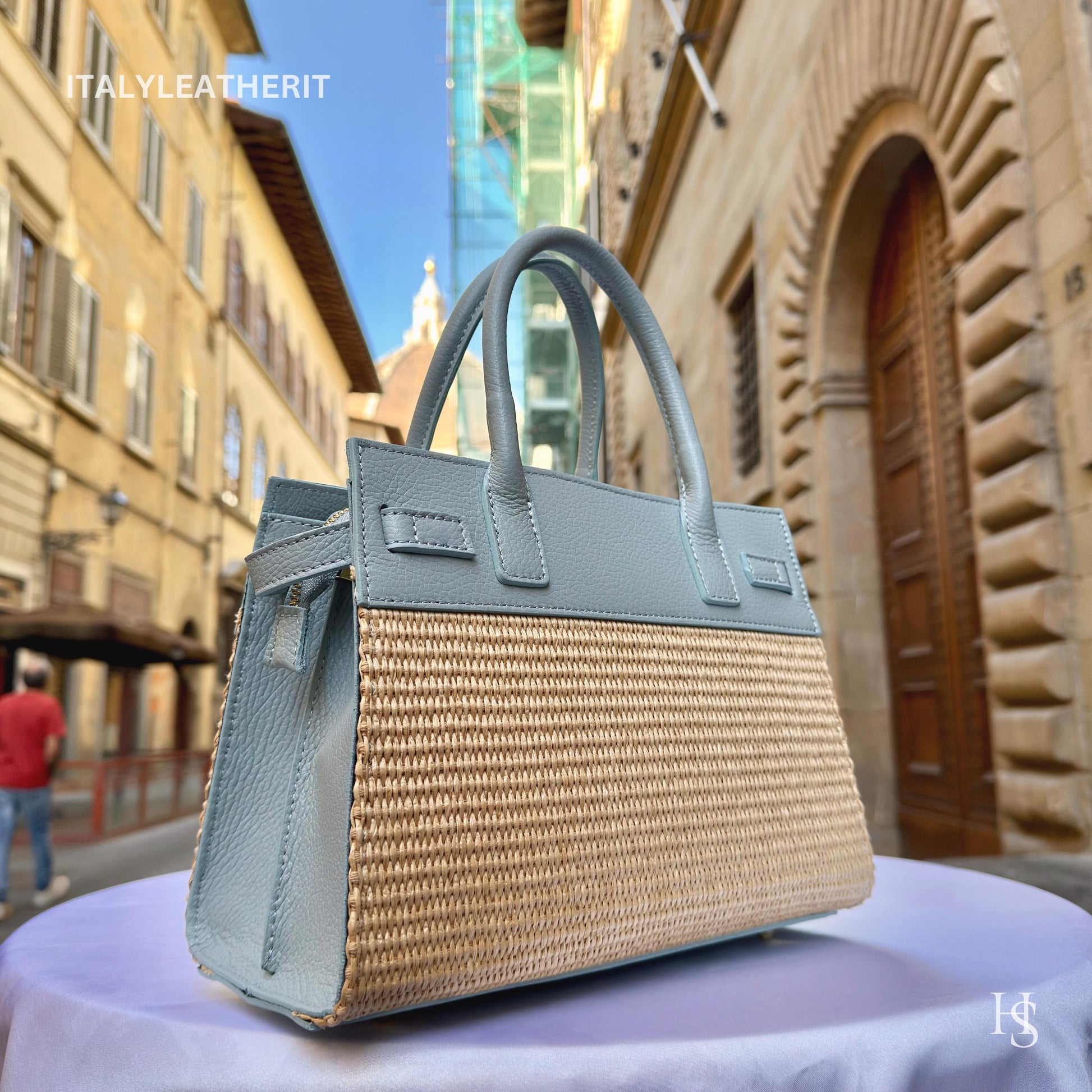 Italian Handmade Leather Bags for Women | Elegant Tote & Purse from Florence, Straw and Leather bag