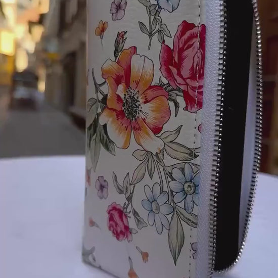Italian Handmade Leather Wallet For Women | Florence Craftsmanship | Genuine Leather | Flower Wallet