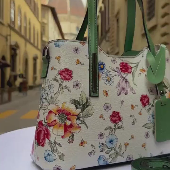 Italian Handmade Leather Bags For Woman l l Elegant Leather Tote From Florence || Made in Italy , Flower Purse