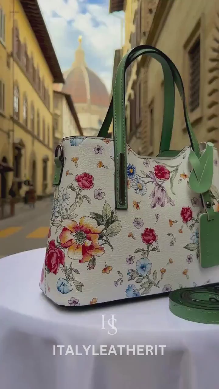 Italian Handmade Leather Bags For Woman l l Elegant Leather Tote From Florence || Made in Italy , Flower Purse
