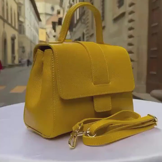 Italian Handmade Leather Bags For Women l l Elegant Leather Tote From Florence, Yellow leather tote, Stylish Design tote