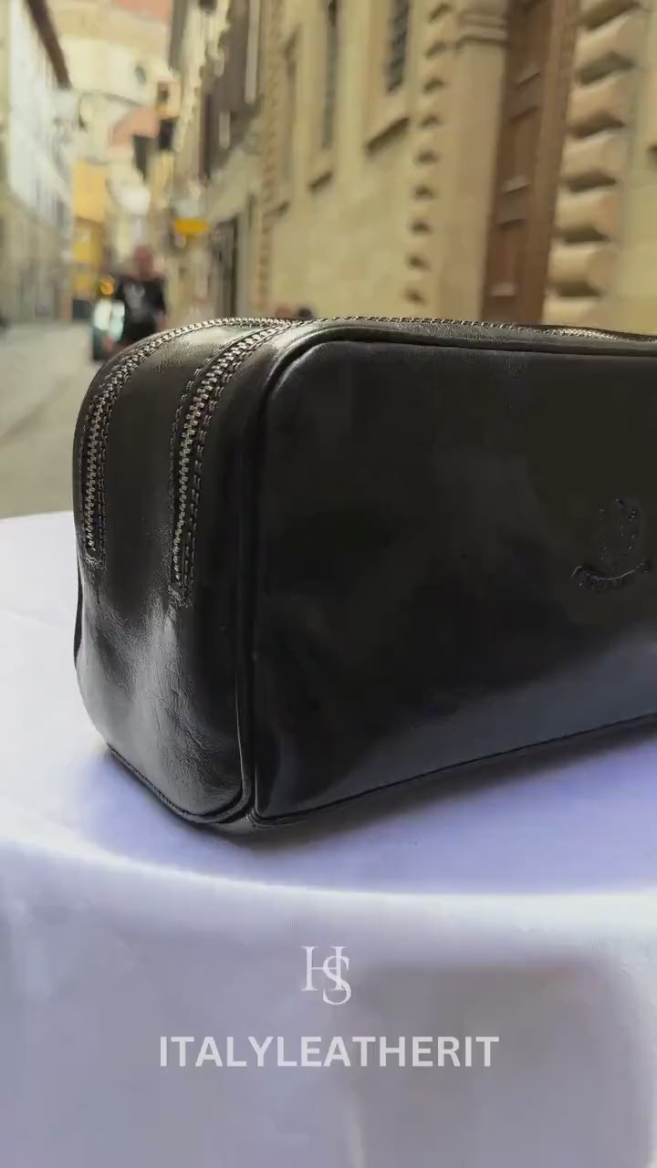 Italian Handmade Italian Leather Toiletry Unisex from Florence ll Made In Italy,leather dopp kit