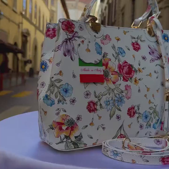 Italian Handmade Leather Bags For Woman l l Elegant Leather Tote From Florence || Made in Italy , Flower Purse