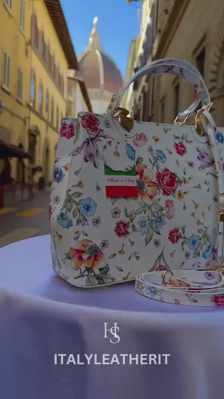 Italian Handmade Leather Bags For Woman l l Elegant Leather Tote From Florence || Made in Italy , Flower Purse
